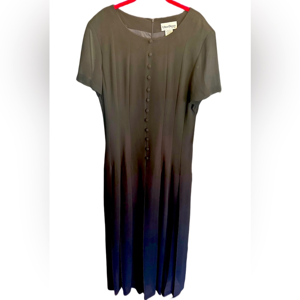 NWT Vintage Classic Black button front pleated midi dress by Ultra Dress
